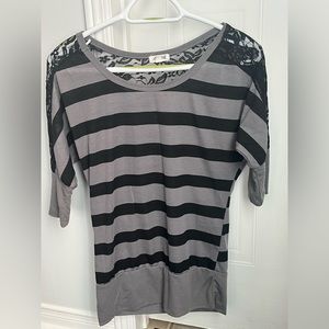 Ardenes (Never Worn) Grey and Black stripped with lace detail Size Medium